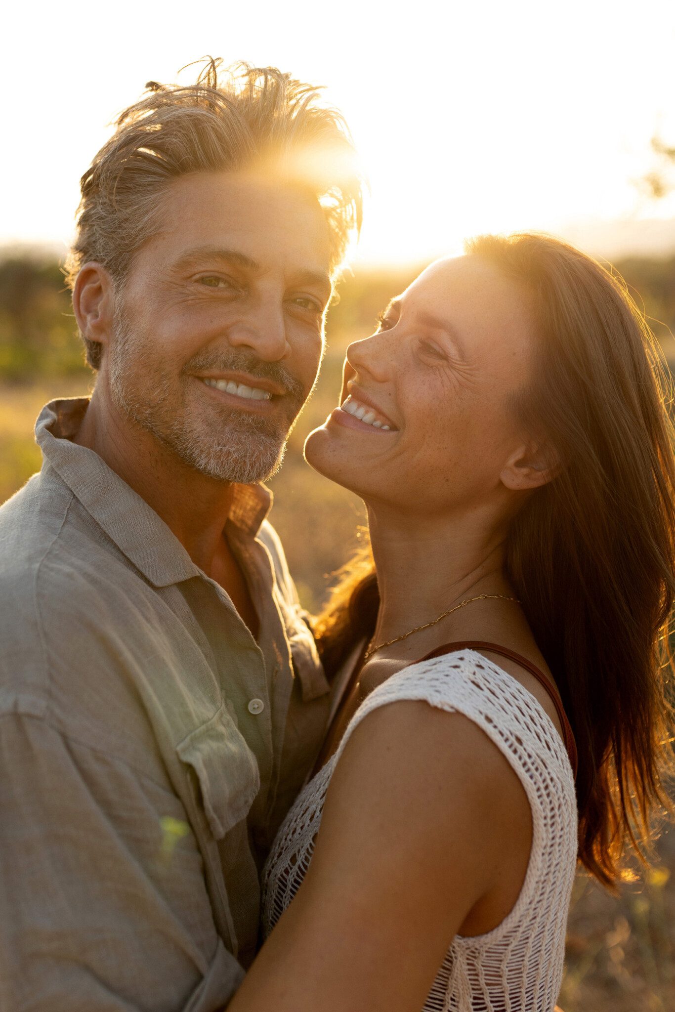 the model family smiling with sunset