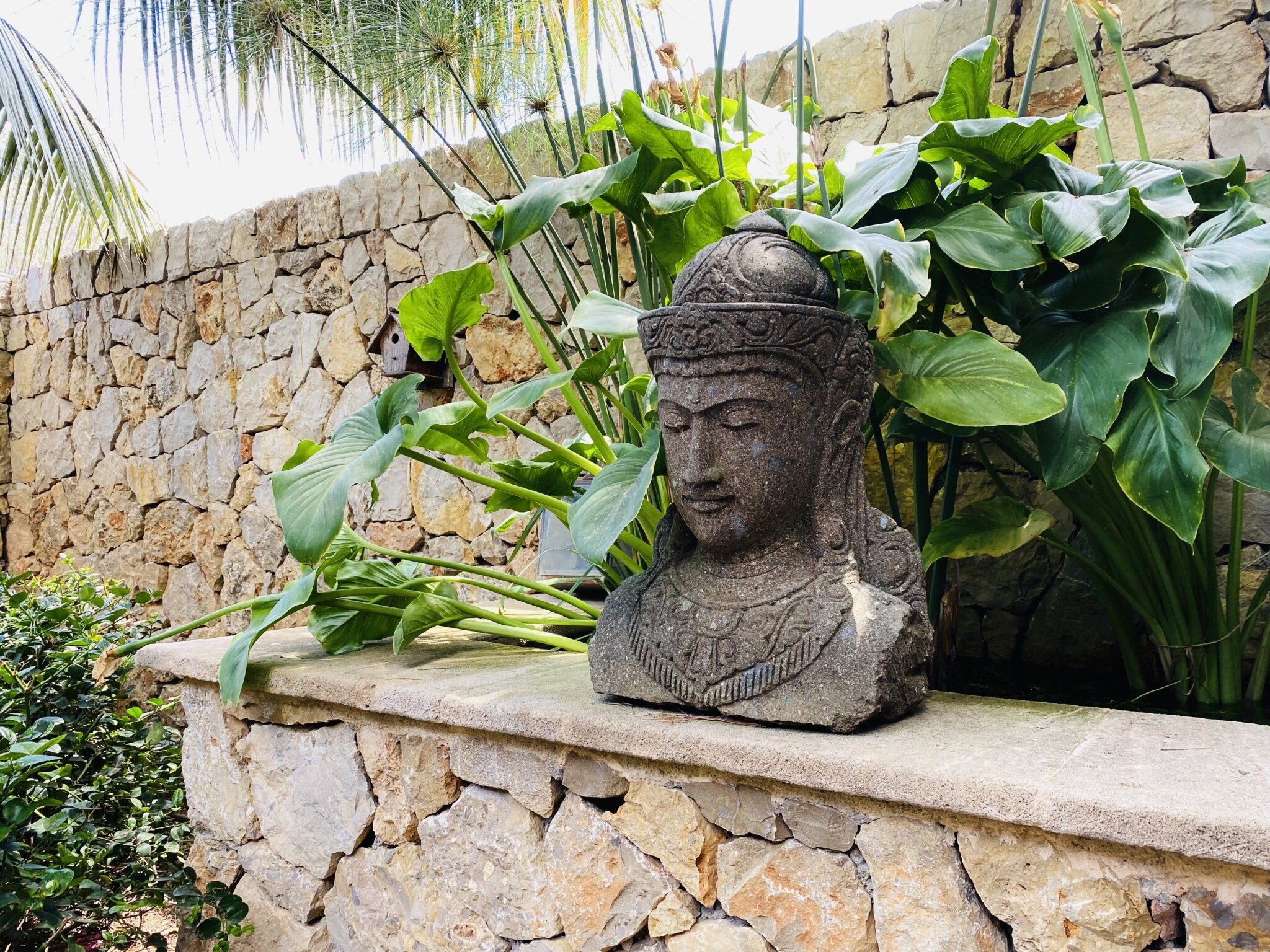 finca rustica shooting location mallorca pond statue patio