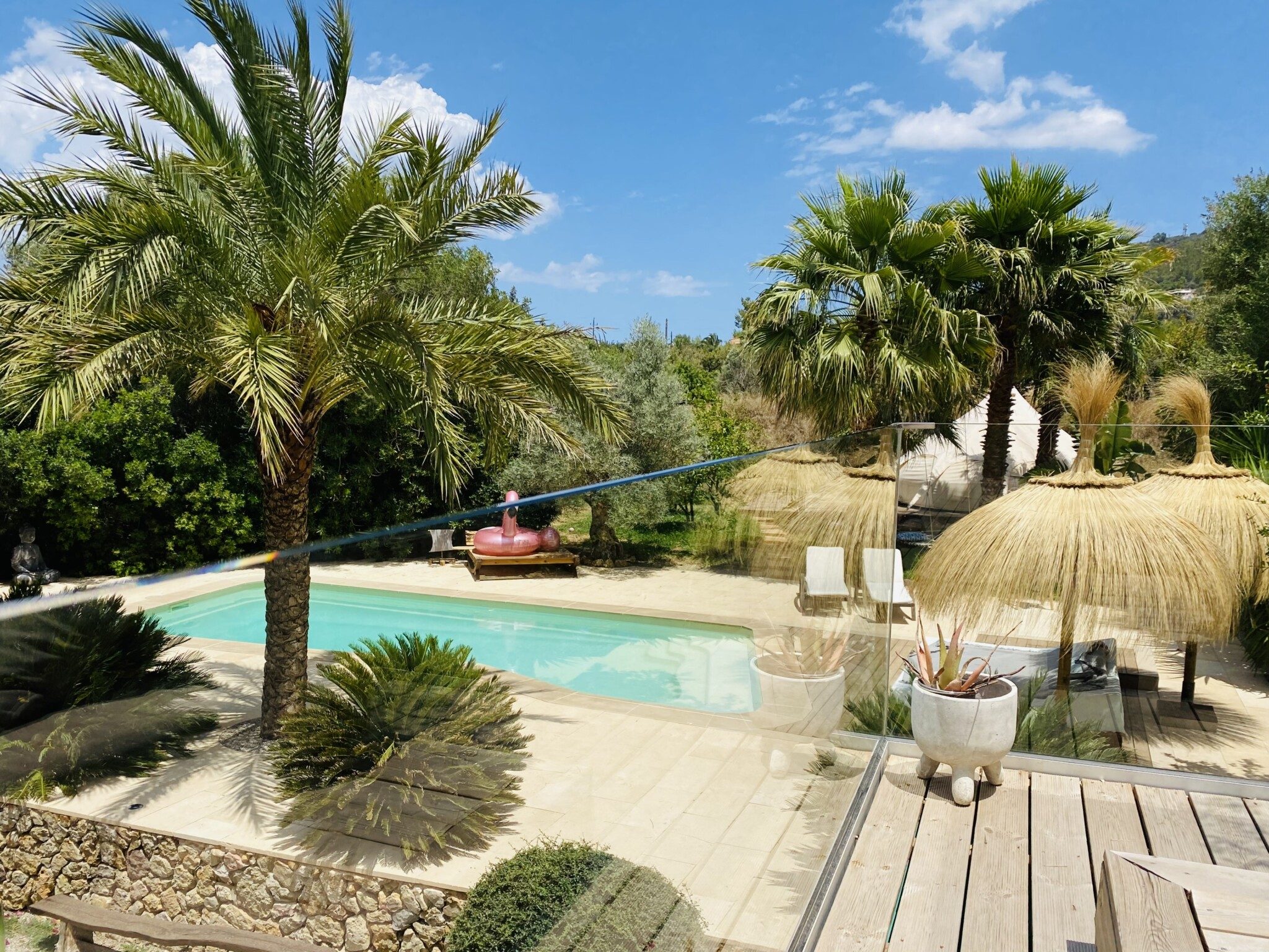 finca rustica shooting location mallorca pool view glass