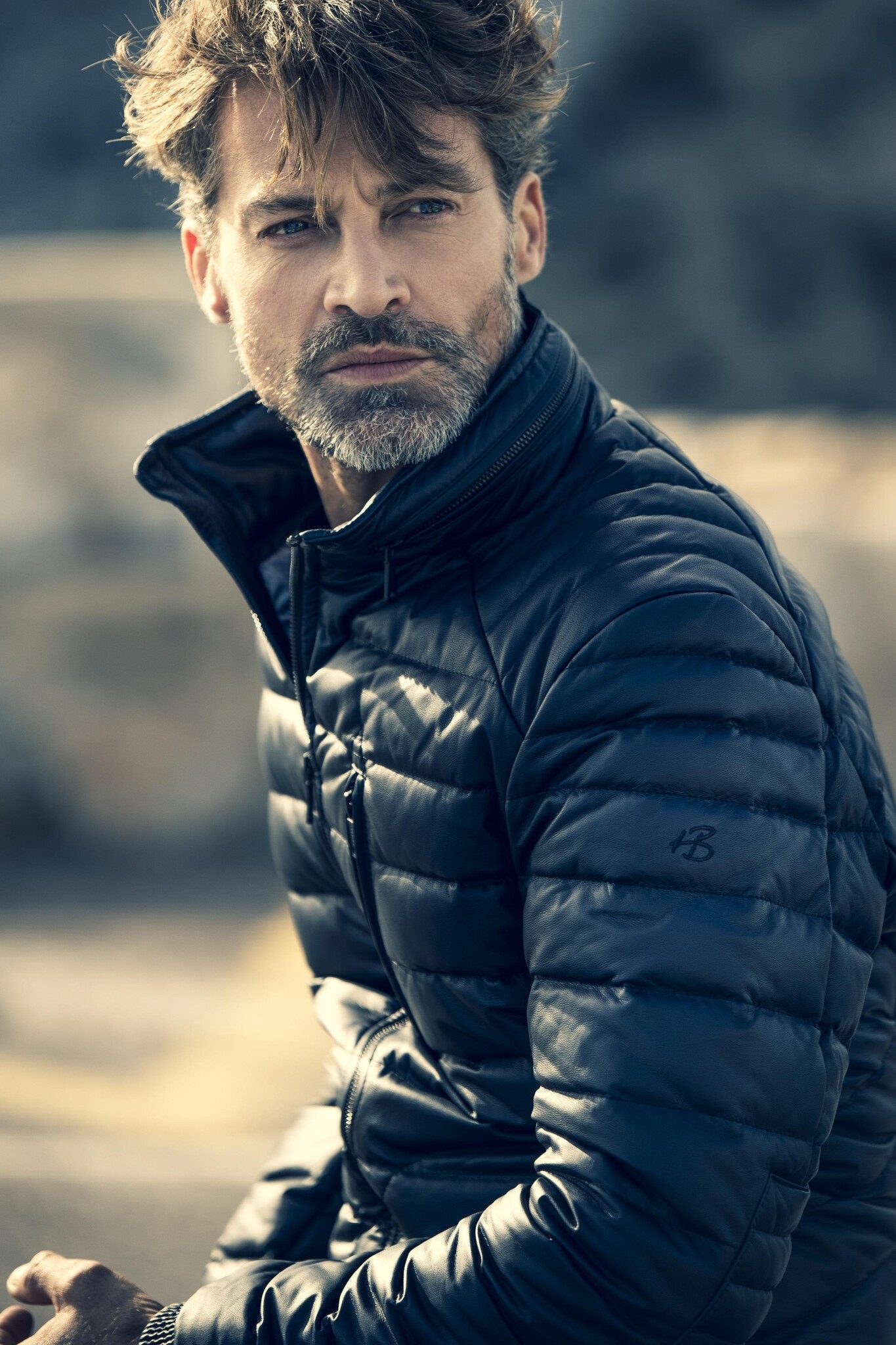 male model shooting bestager leather jacket 1