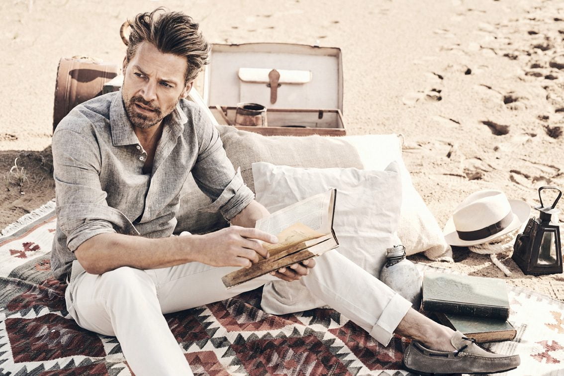 male model shooting safari business look1