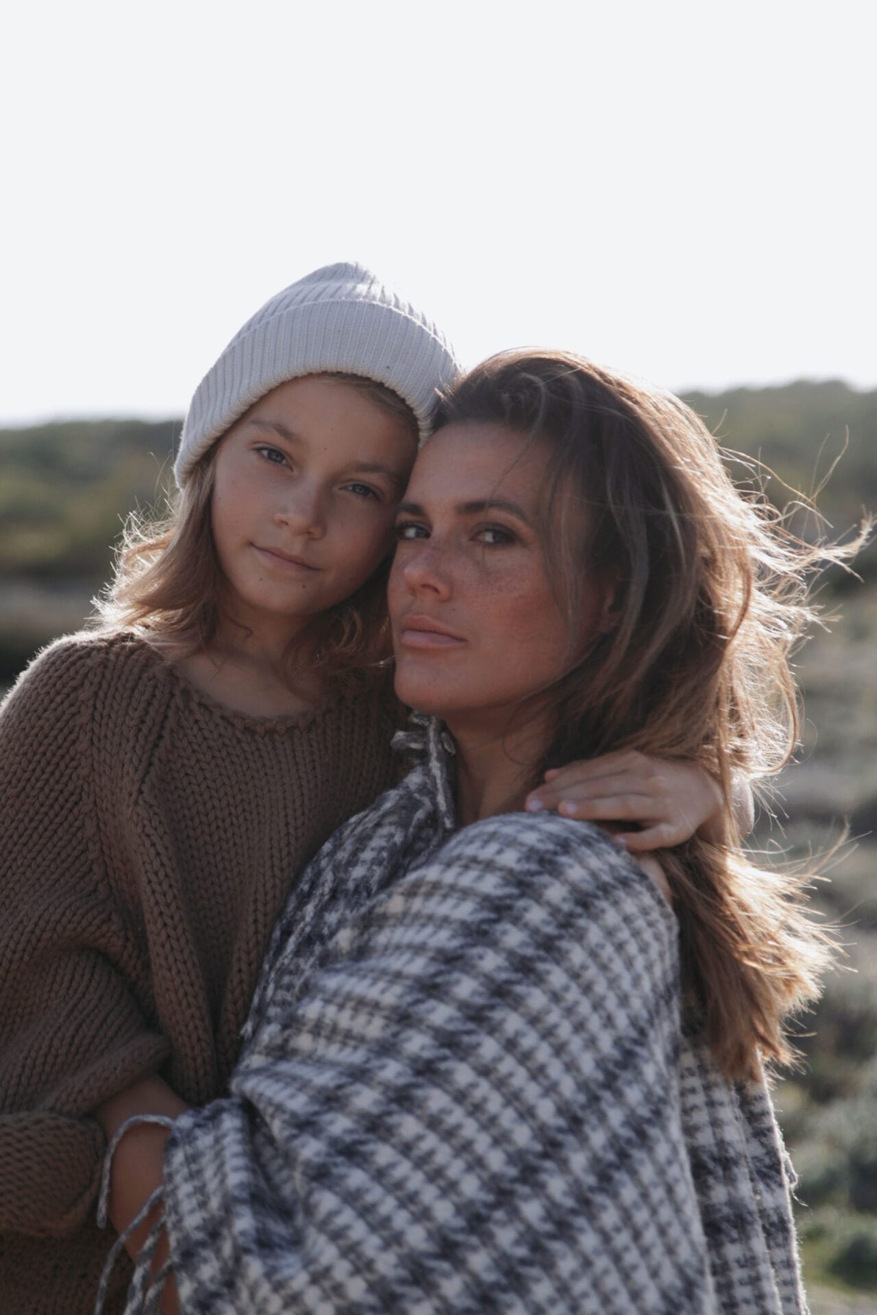 model family mother and son love nature