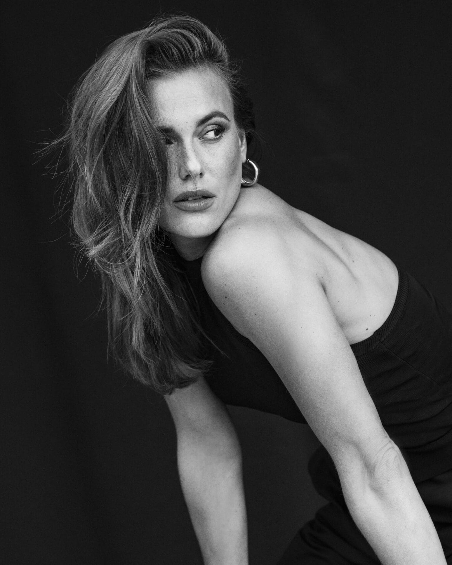 black and white portrait beautiful woman